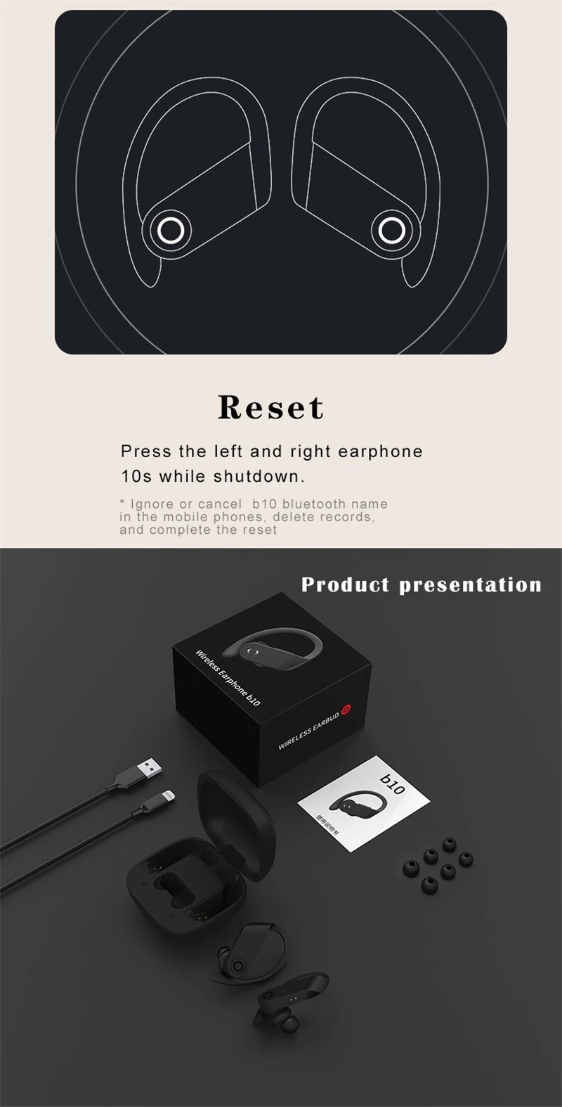 B10 Bluetooth 5,0 наушники Беспроводная Спортивная гарнитура Tws стерео наушники с микрофоном зарядная коробка для всех смартфонов