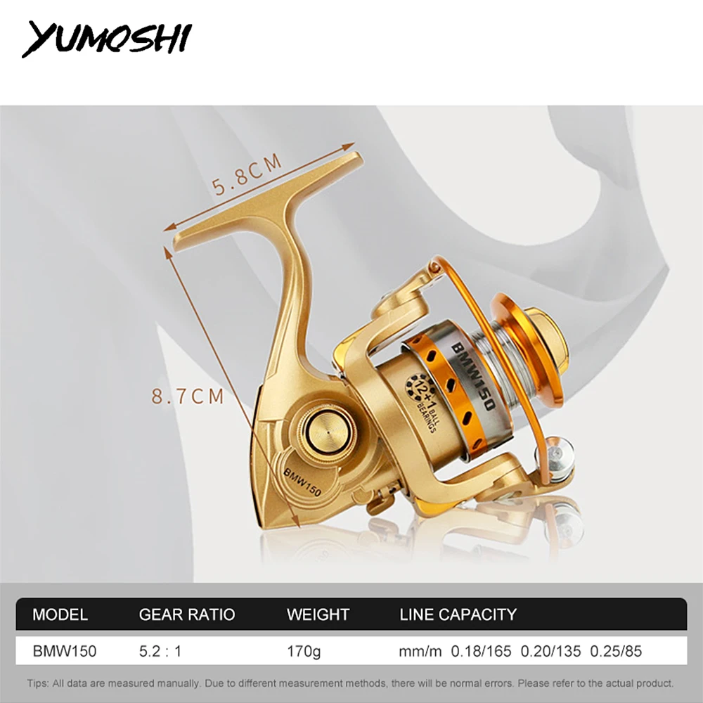 Катушка для спиннинга YUMOSHI металлическая 12 + 1BB 5 2: 1 | Спорт и развлечения