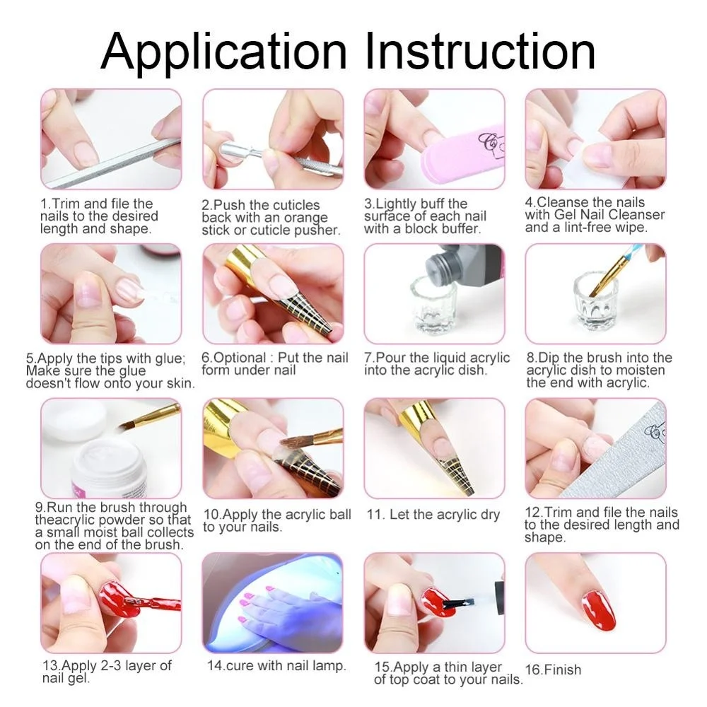 

A Set 12 Colors Manicure Tool Nail Art Kit Nail Paint Brush Nail Extension Tools Pro Acrylic Nail Kit Full Manicure Set