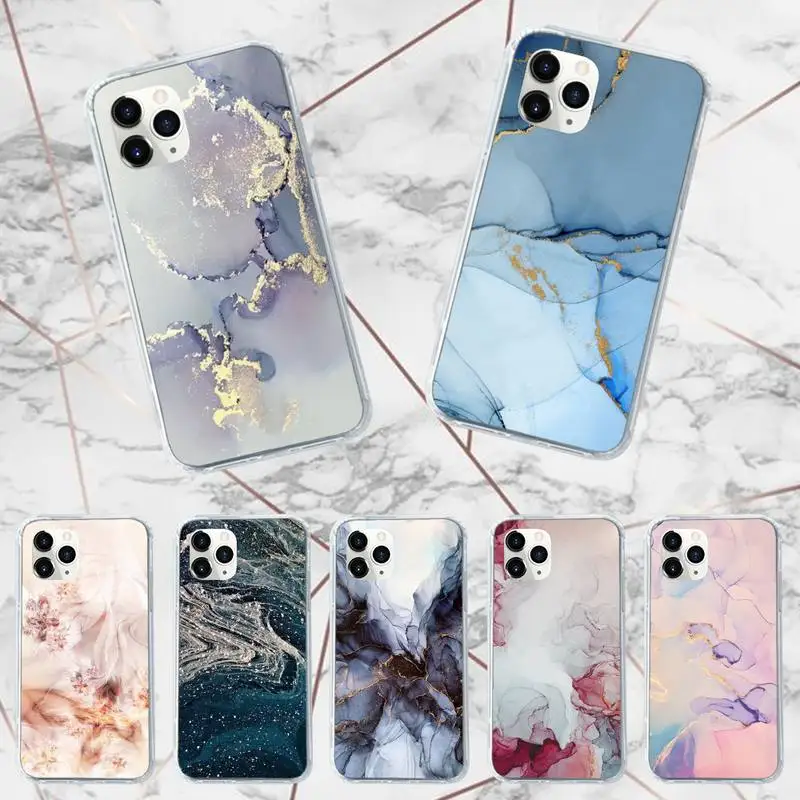 

Marble color pattern lines Phone Case Transparent soft For iphone 12 11 13 7 8 6 s plus x xs xr pro max mini