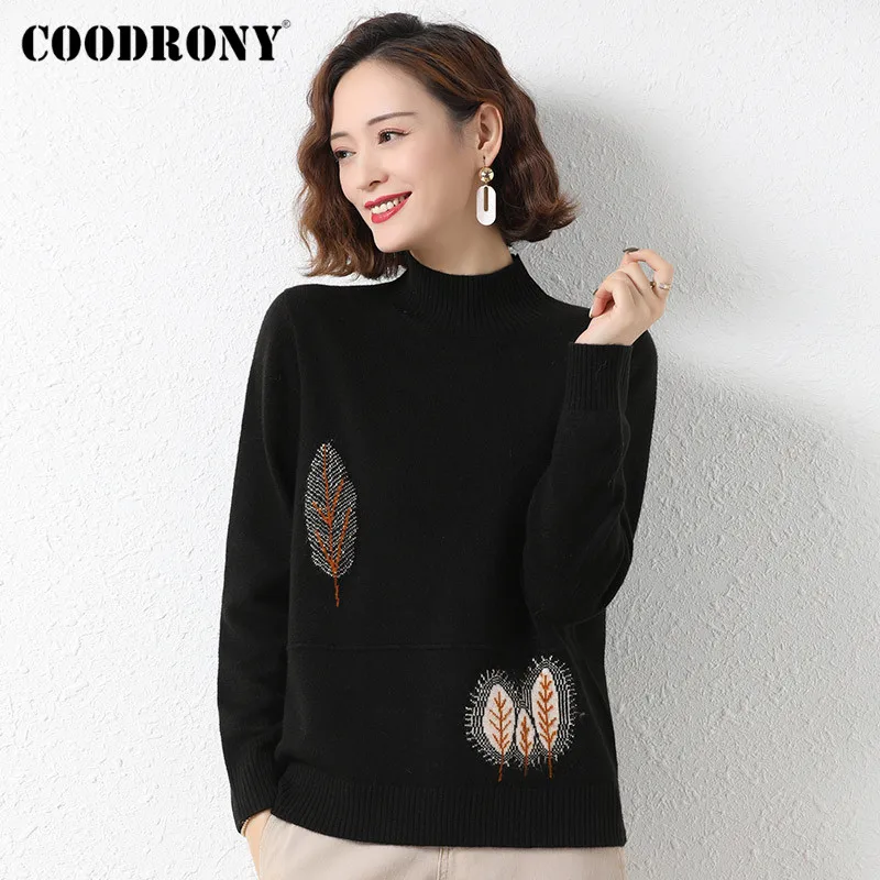 

COODRONY Brand Streetwear Fashion Knitting Pullover Female Sweater 2020 Autumn Winter Soft Warm Stand Collar Women Jumpers W1187