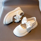 Качественная обувь для маленьких девочек из лакированной кожи, обувь для принцесс с большим бантом, Туфли Мэри Джейн для вечерние, Детская Классическая обувь, осень 2021, для детей