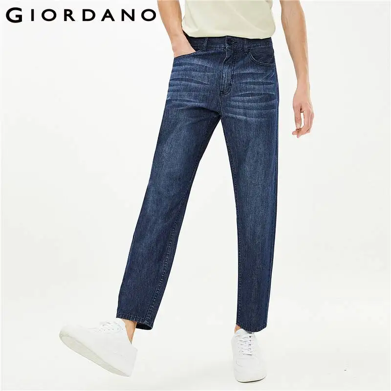 

Giordano Men Jeans Moustache Effect Five Pocket Demin Jeans Zip Fly Lightweihgt Calca Jeans Masculina 13121010