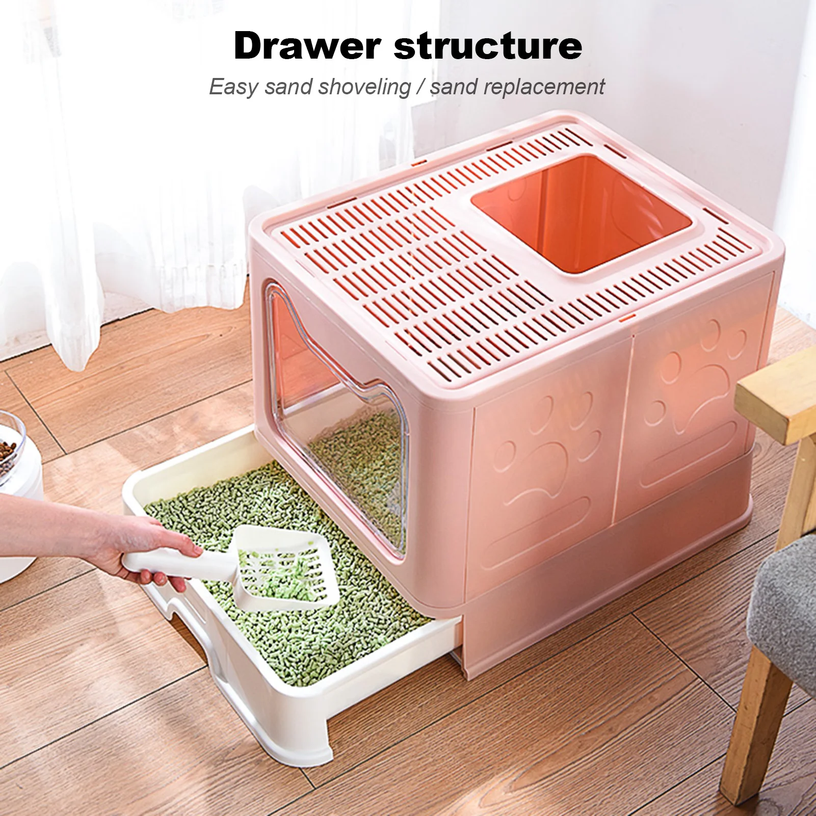 Ящик для кошачьего туалета полностью закрытый выдвижной ящик защита от брызг и