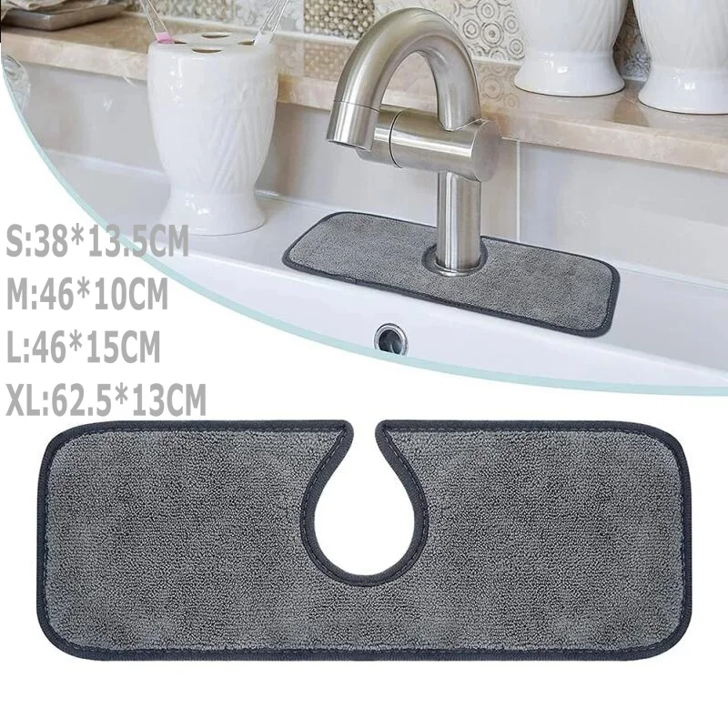 

4 Size Kitchen Faucet Absorbent Mat Sink Splash Guard Microfiber Faucet Splash Catcher Countertop Protector for Kitchen Bathroom
