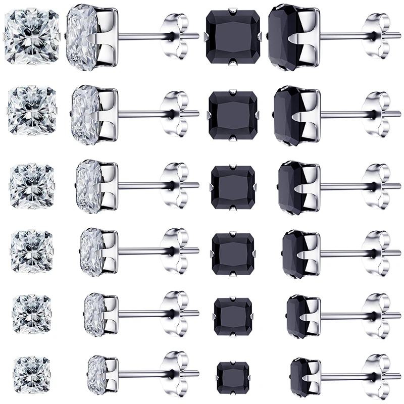

High Quality Silver Plated Stainless Steel Jewelry Diamond Stud Hypoallergenic Zirconia Earings