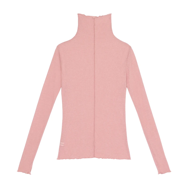 

New Elegant Women Autumn Winter high-necked bottoming t shirt slim sexy long-sleeved t-shirt top