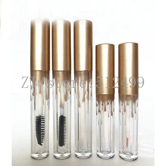 

2.5ML 3.5ML Mascara Tube with Gold Cap, DIY Clear Empty Beauty Lip Gloss Bottle, Cosmetic Makeup Eyeliner Refillable Containers