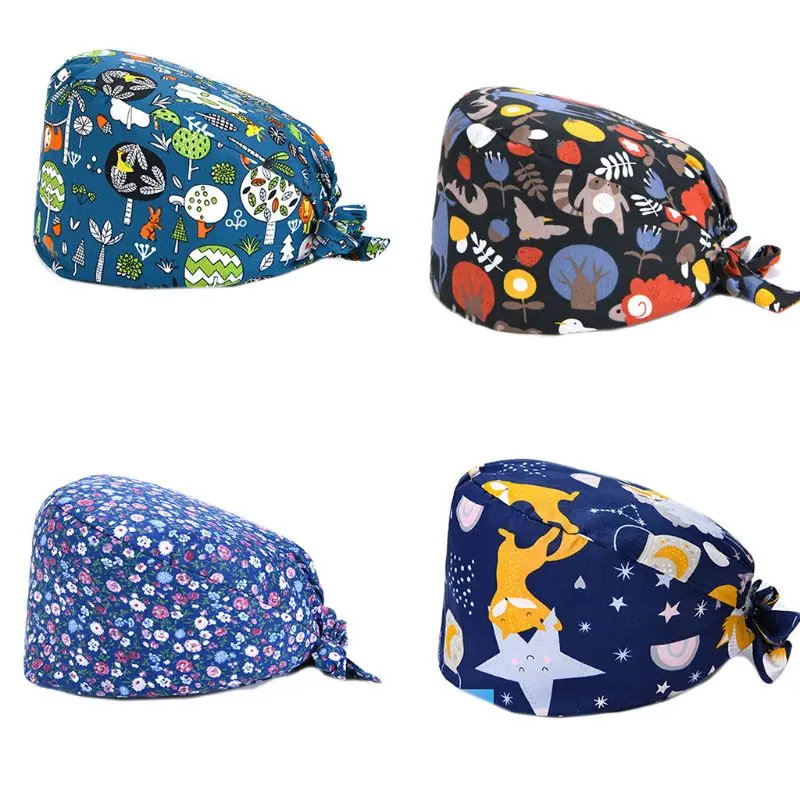 Регулируемая медицинская шапочка скраб для няни мультфильм Космический лес