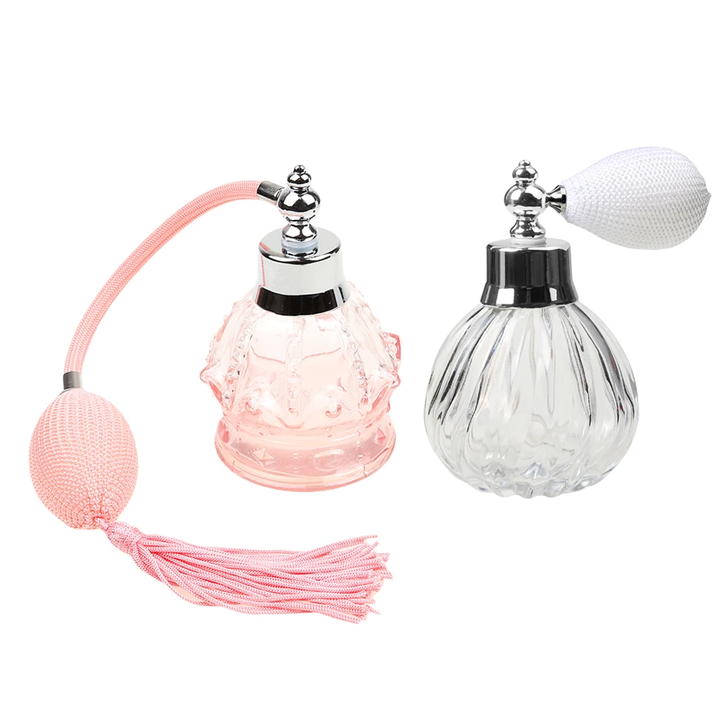 

2Pcs 3.4oz Glass Perfume Spray Bottle Vintage Style Travel Scent