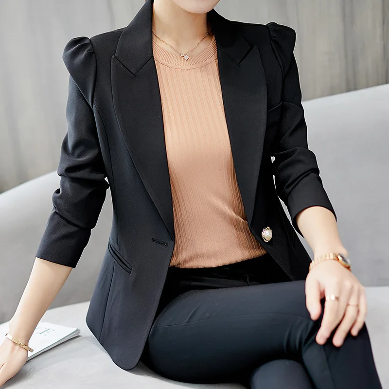 

Tailored Coat Spring Autumn Women's Blazer Elegant Fashion Office Lady Blazers Coat Suits Female Single Button Jacket Suit Tops