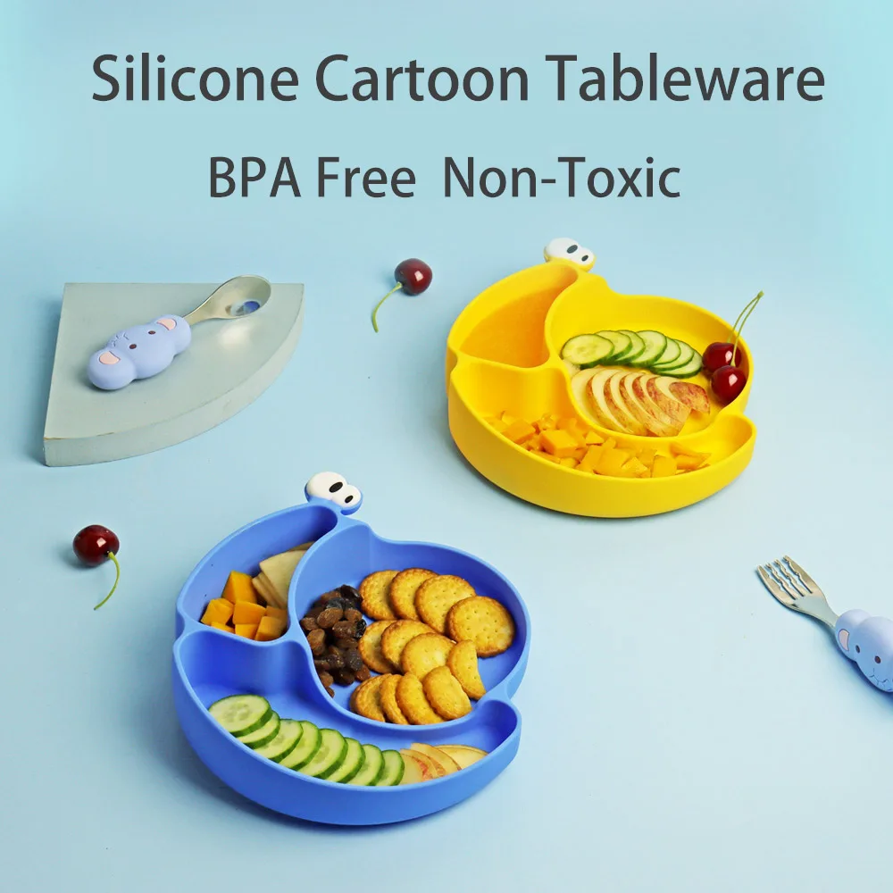 Детская силиконовая посуда набор детской посуды миска для кормления ложка вилка