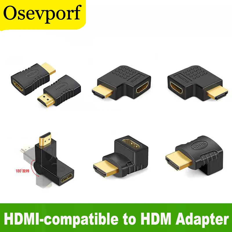 HDMI-compatible Male To Female Connector Adapter 180 Degree Straight Elbow Converter Cable Extender  for PC Display Monitor Xbox