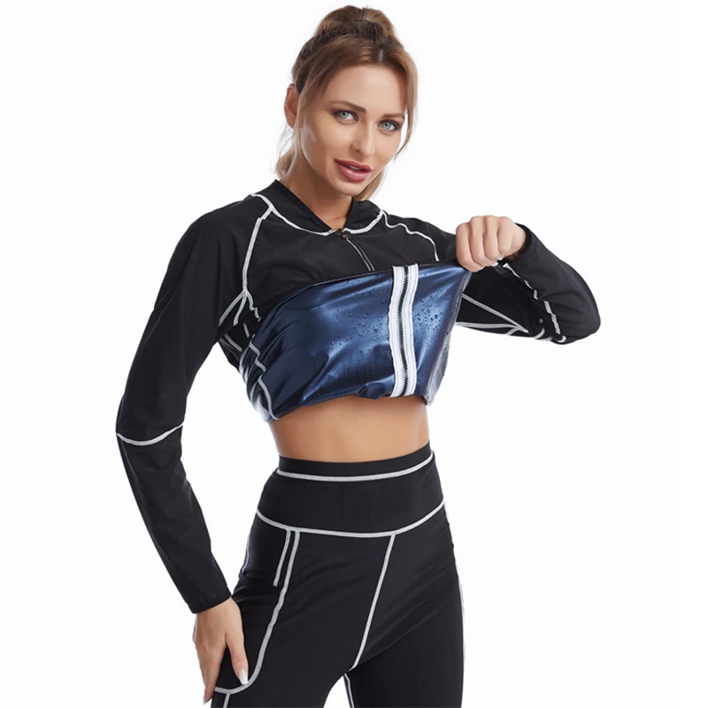Women's Neoprene Sauna Vest with Sleeves Gym Hot Sweat Suit Weight Loss Body Shaper Top Fitness Workout Gym Clothing