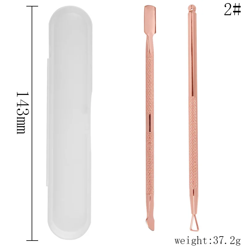 1 Набор радужных двухконцевых инструментов для удаления кутикулы ложка