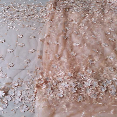 Африканская французская кружевная Тюлевая ткань с кружевными границами 3D