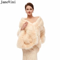 janevini 2021 winter faux fur shawl wedding bolero women jacket champagne ladies formal capes wraps stoles stola elegante donna