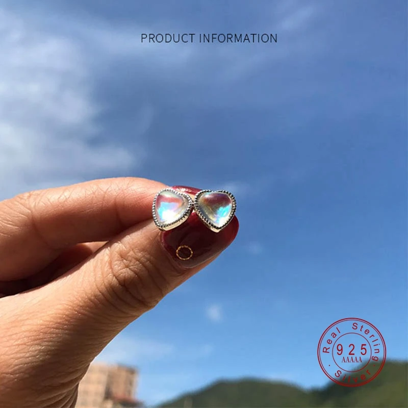 Женские серьги гвоздики серебряного цвета с лунным камнем|Серьги-гвоздики| |