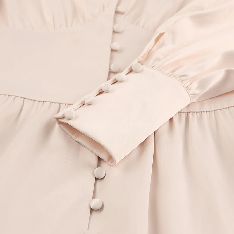 

Satin Prom Women's Long Dress For Party Lantern Sleeve A-Line High Waist Slim Elegant Dresses 2021 Clothes New Year Ball Evening