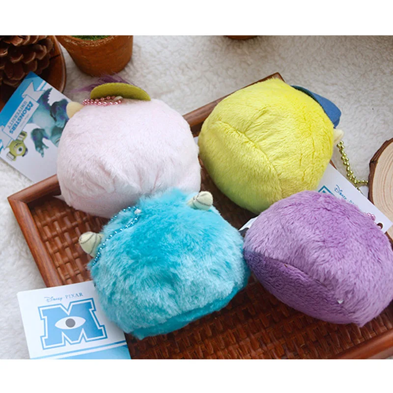 

4-Piece Set Disney Cartoon Plush 8CM Pendant Toys Monsters University Sulley Mike Movie Character Doll Keychain Backpack Pendant