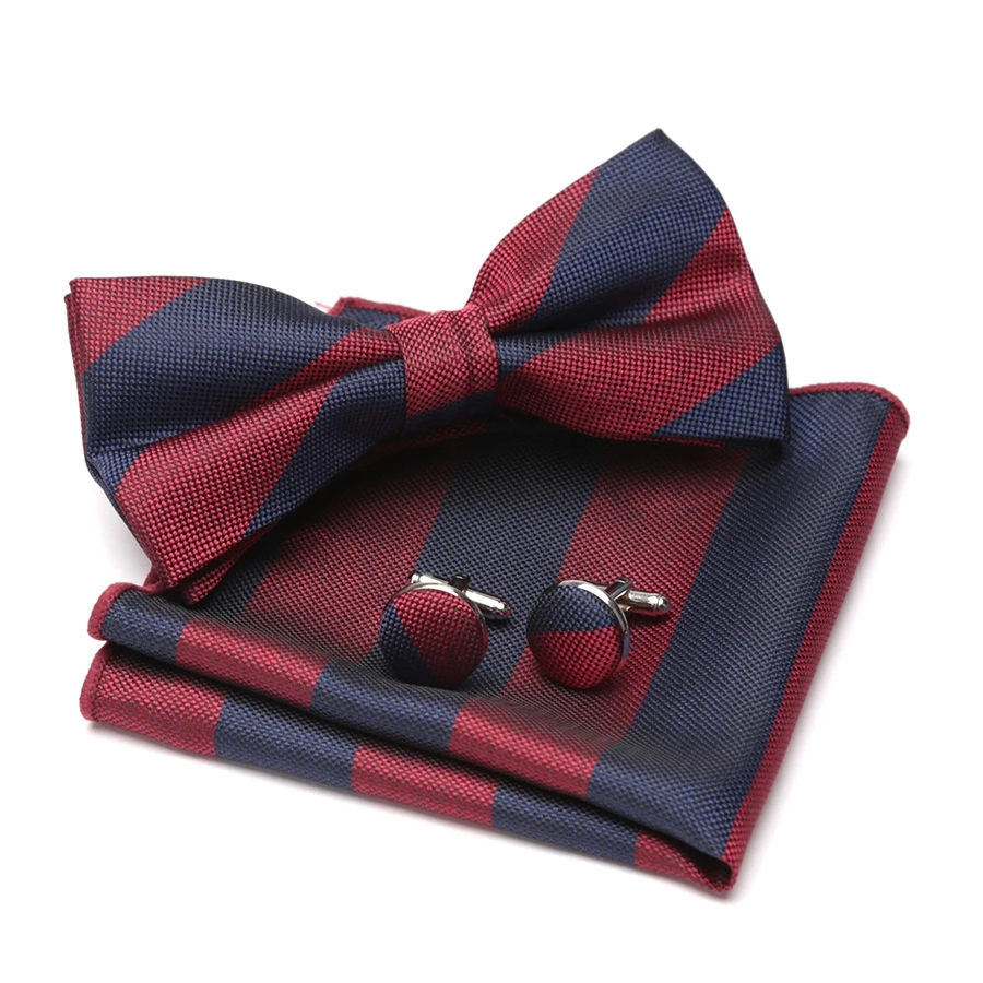 

Men Bow Tie Cravat Set Stripe Business Necktie Fashion Ties for Mens Party Gift Wedding Shirt Accessories Formal Dress Bowtie