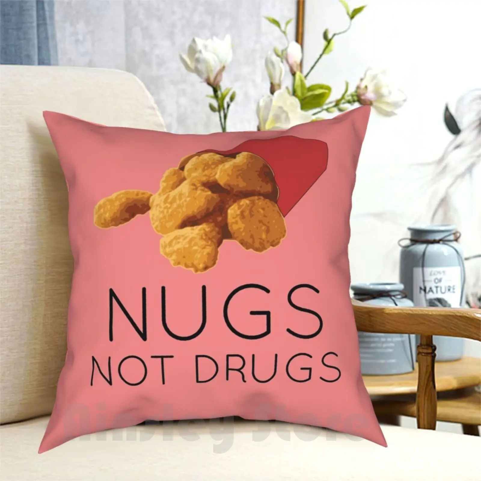 

Nugs Not Drugs Pillow Case Printed Home Soft DIY Pillow cover Positive Funny Cartoons Kids Shows Cool Negative Nerd Science
