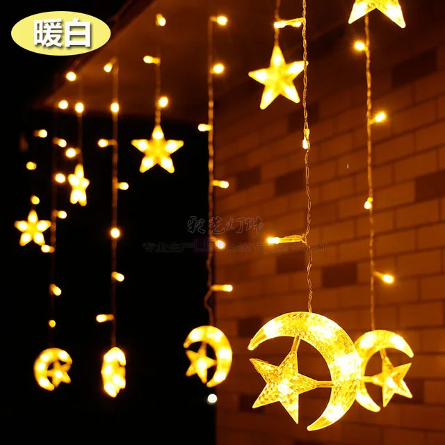 

2.5M Curtain Light LED Star Christmas Garland 220V EU Outdoor/Indoor lighting String Fairy Lamp Wedding Holiday Party Decoration