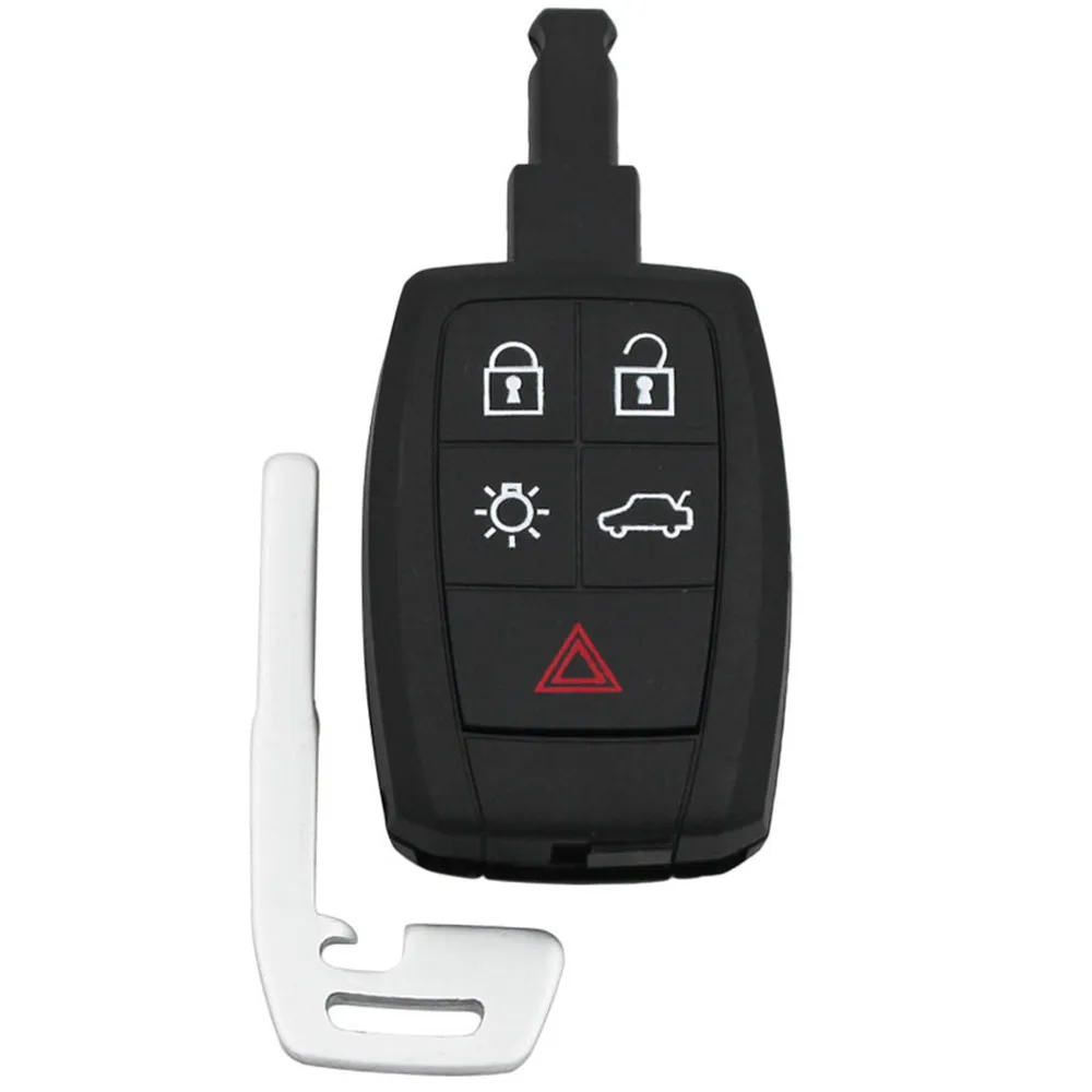 KEYECU дистанционного ключа автомобиля оболочки чехол Fob 5 Кнопка для Volvo C30 C70 S40 V50 2008 2009 2010 2011 FCC: KR55WK49259 с вставным лезвием