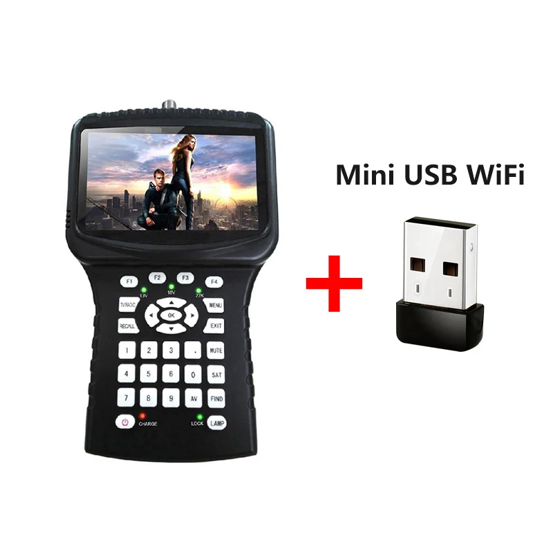 with mini USB WiFi Спутниковый искатель HD Twinkler SF-620S 4,3 дюймов ЖК-экран Поддержка анализатор спектра монитор камеры cctv в CVBS DVB-S2 метр - Цвет: with mini USB WiFi