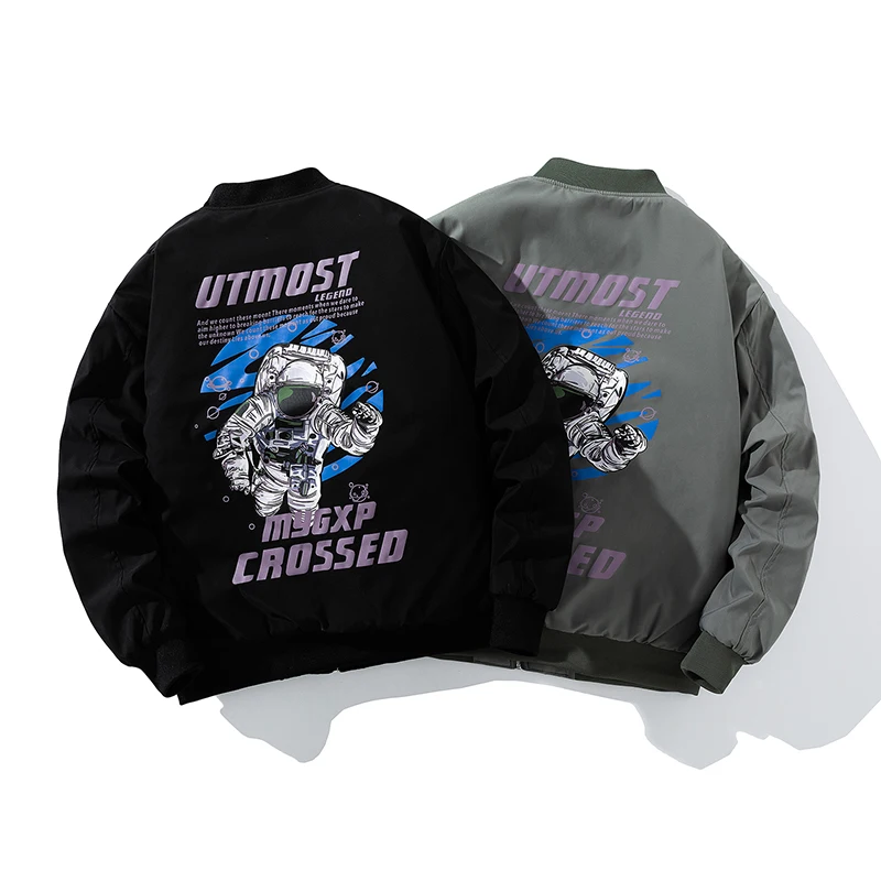 

2021 New Arrival hip hop printed Bomber Jacket Couple Brand Oversize Women streetwear Autumn Baseball Jackets thick Coat Casual