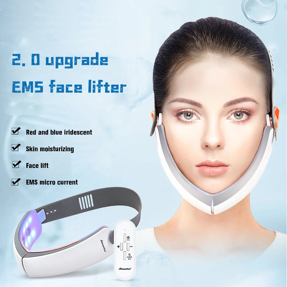 

New Chin V-Line Up Lift Belt Machine LED Photon Therapy Facial Lifting Device Face Slimming Vibration Massager V-Face Care