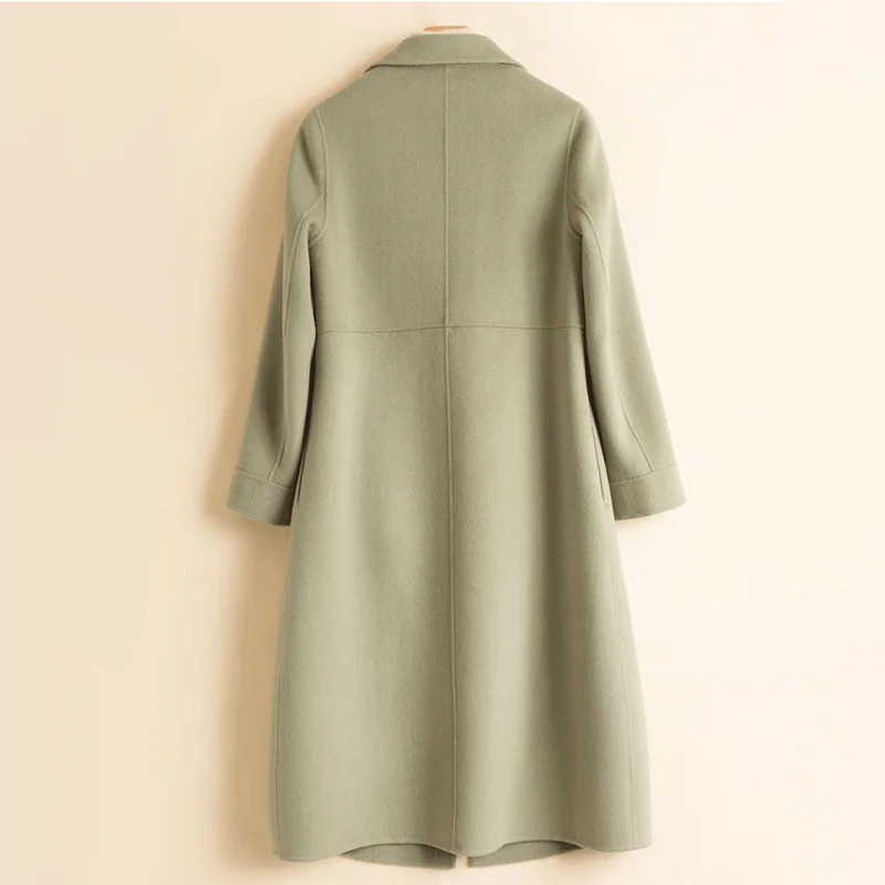 Осенне-зимнее Новое двустороннее кашемировое пальто Женское средней длины выше