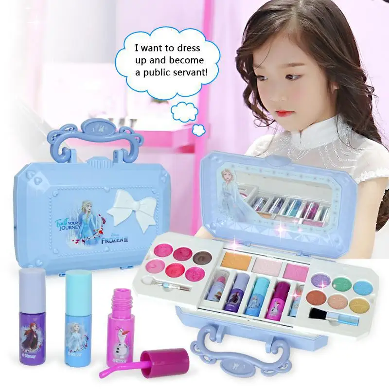 Disney Princess Beauty Mini Box Baby Cosmetics Girls Games Toy FROZEN II Anna Elsa Play House Children Makeup Infant Girl Toys | Игрушки и