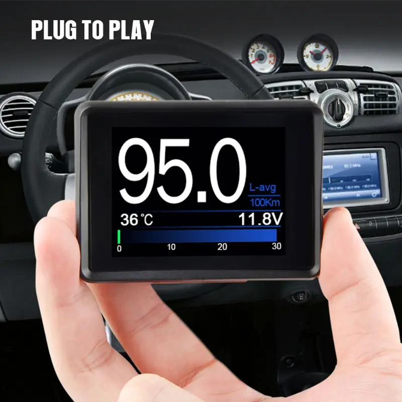 Универсальный автомобильный Умный Цифровой измеритель, дисплей, система OBD II, датчик температуры топлива, DC 9-18 в для предупреждения о превышении скорости, температура воды