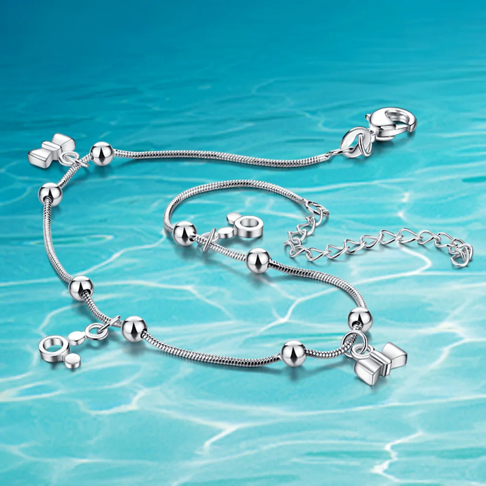 Браслеты на ногу женские из серебра 925 пробы анклеты с мультяшным Микки Маусом