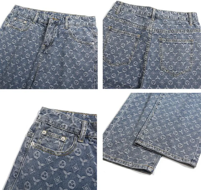 

ERENEJIAN Men's Brand Designer Jeans Pants Printed Baggy Hip Hop Denim Trousers Losse Fit Floral Jeans Fashion Design Jeans