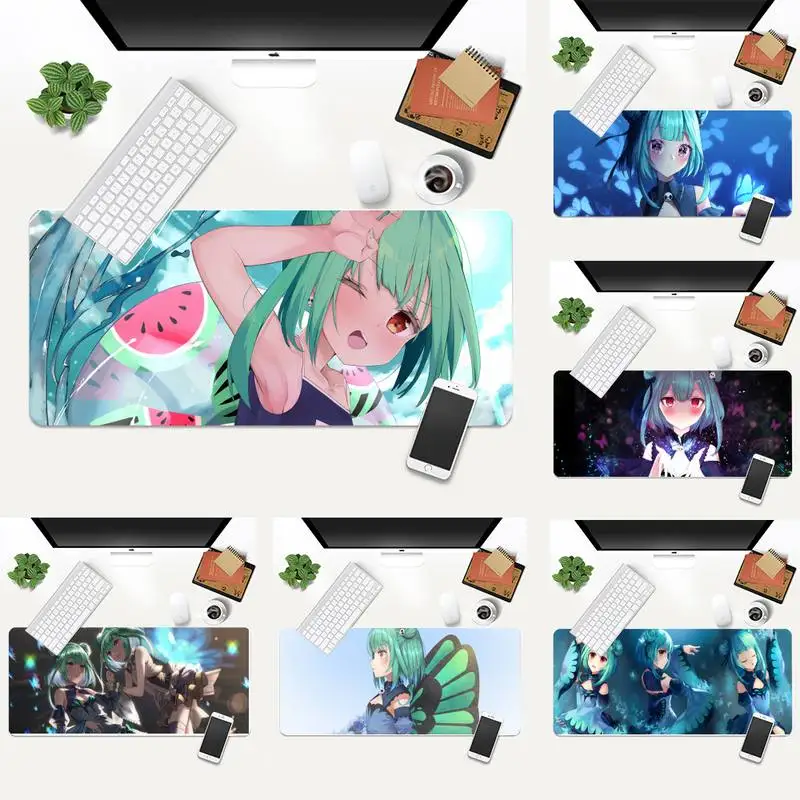 

Uruha Rushia Hololive Girl Locking Edge Mouse Pad Game Gaming XL Large Gamer Keyboard PC Desk Mat Computer Tablet Mouse Pad