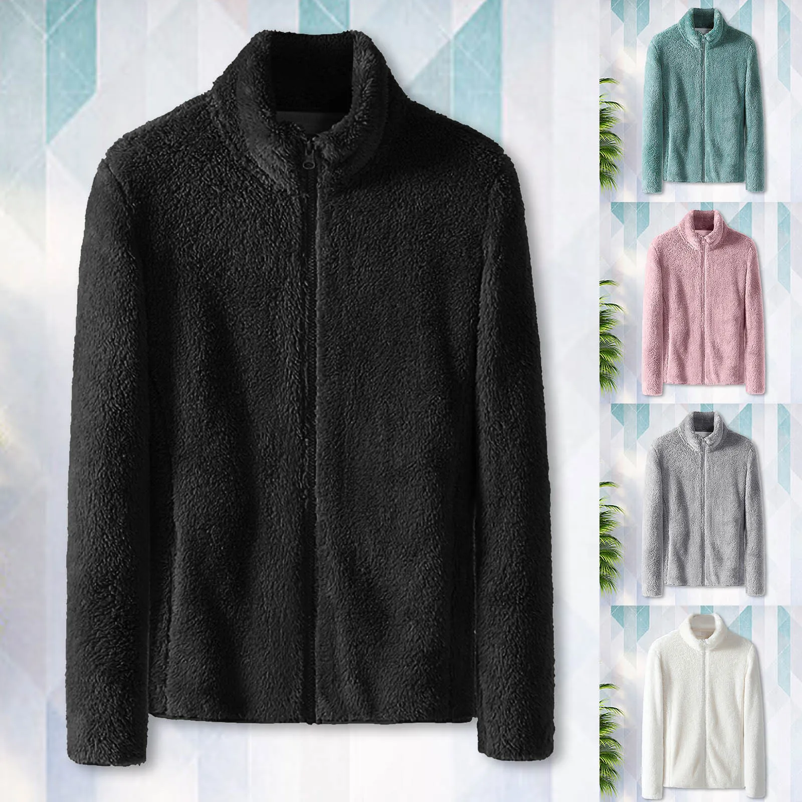 Women's Winter Stand Collar Casual Outercoat Warm Solid Long-sleeved Coat