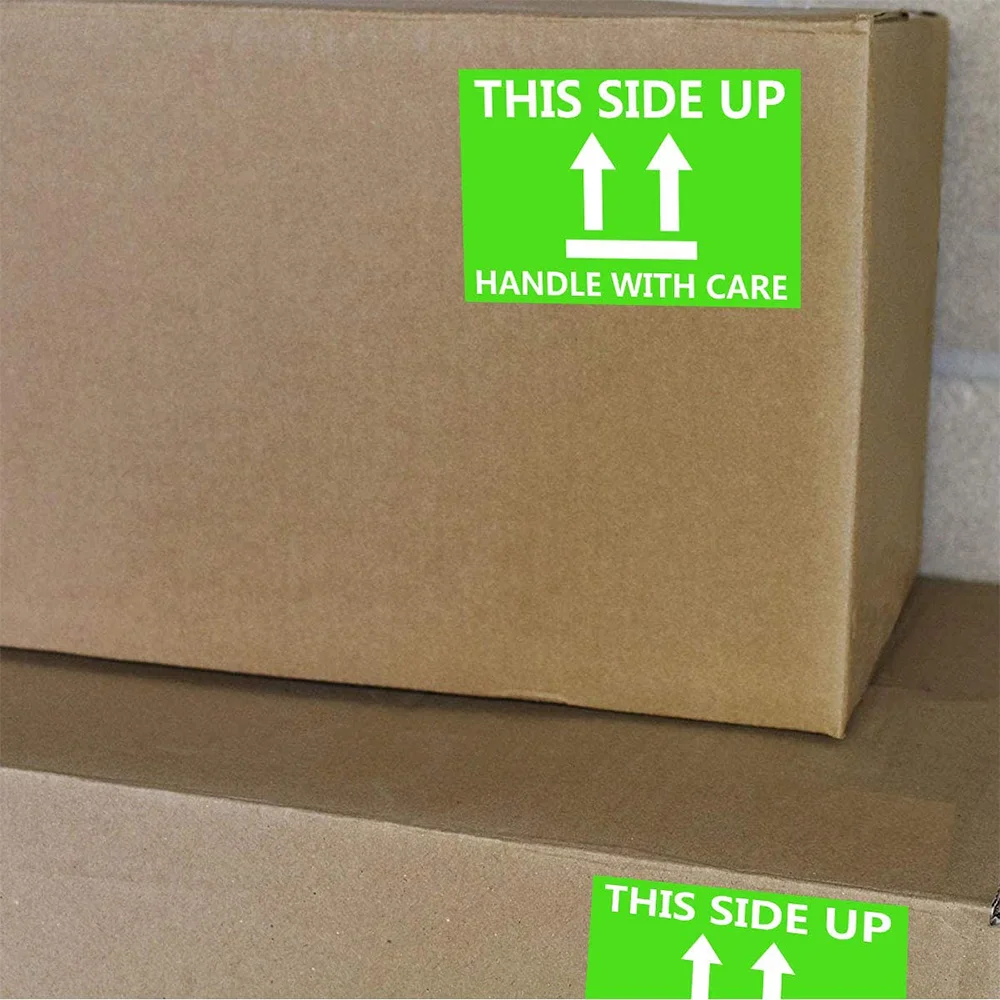 Флуоресцентная хрупкая ручка с ярлыком для доставки 2X3 дюйма 250 шт. эта сторона