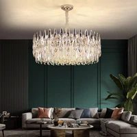 new luxury restaurant pendant lamp metal crystal light gold clear crystal pendant lamps living room hanging lights villa fixture