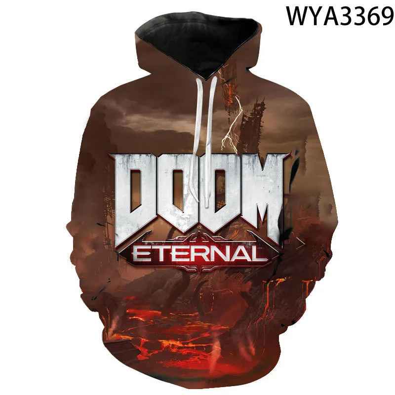 

New 3D Printed Games Doom Eternal Men Women Children Hoodies Sweatshirts Streetwear Pullover Long Sleeve Boy Girl Kids Jacket