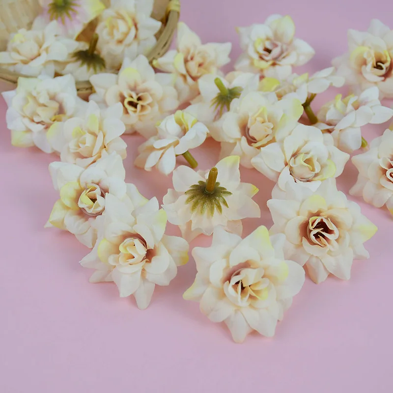 

20pc 4.5cm Silk Roses Heads Decorative Flowers For Wedding Home Decoration Accessories Diy Christmas Wreath Fake Plants Floral