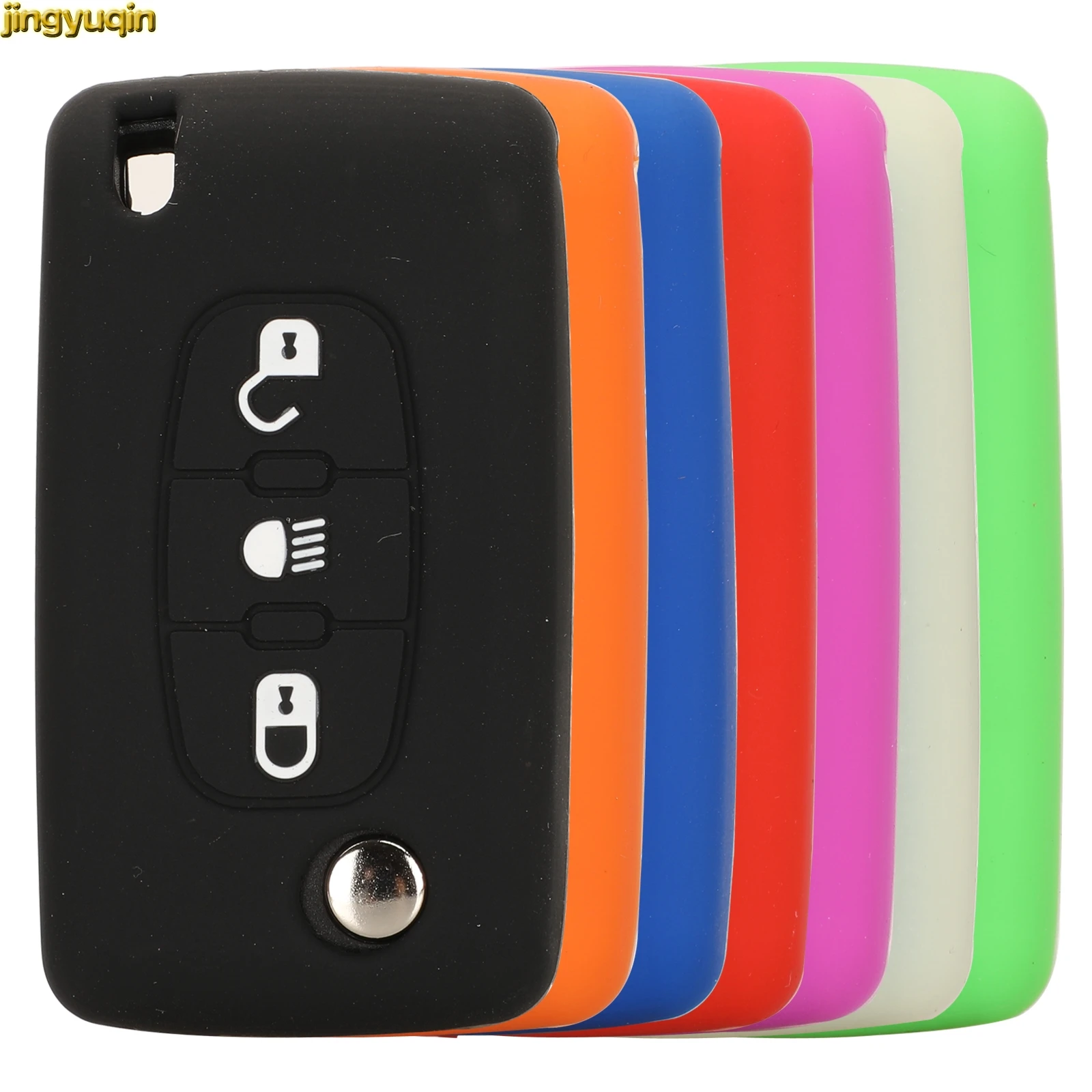 

Jingyuqin 30ps Remote Car Key Silicone Case Cover Protection For Peugeot 307 607 Citroen C4 C6 Picasso C5 2008-2011 3BTN No Logo