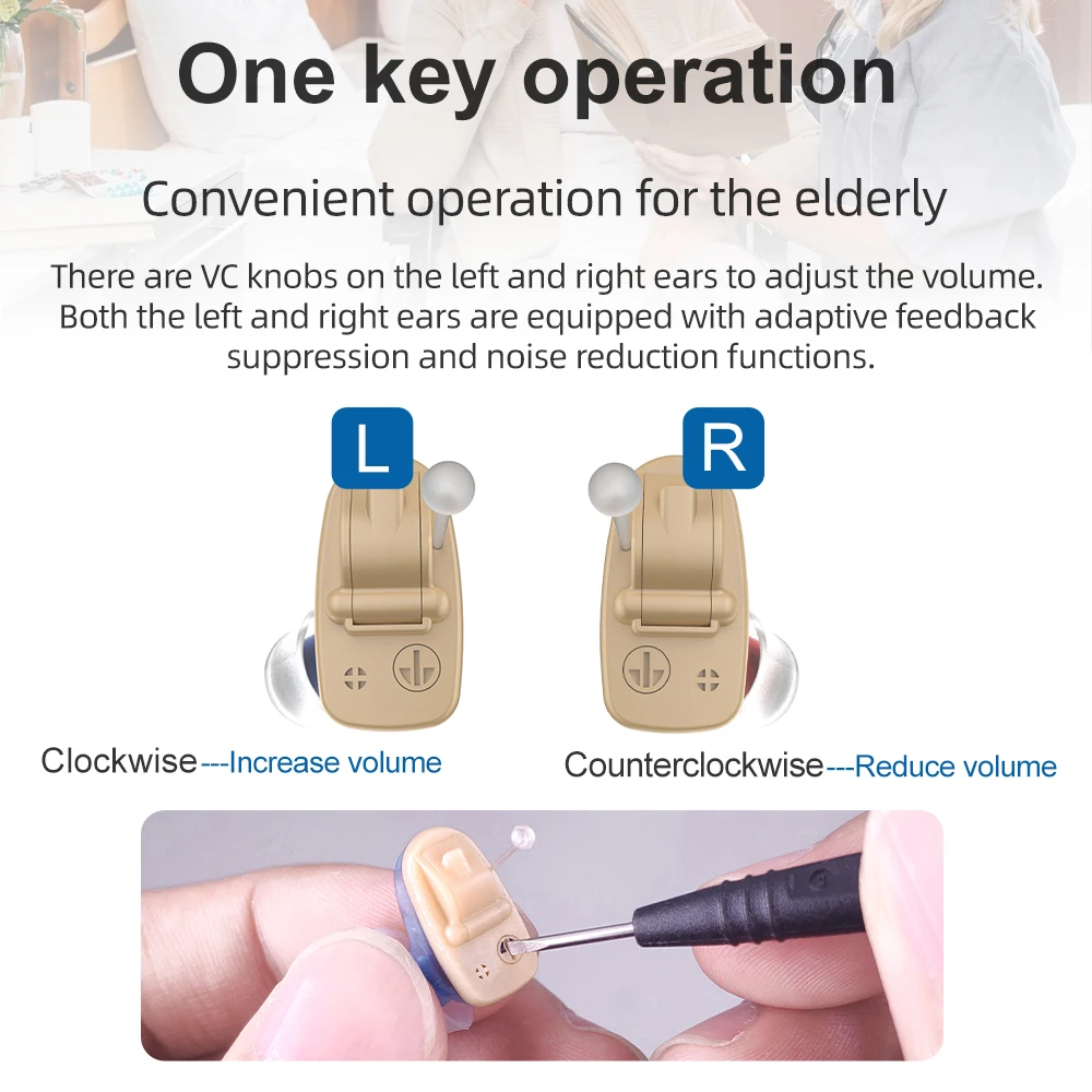

Hearing Aids In-ear Hidden Sound Amplifier CIC Small Inner Headset Invisible Hearing Aids Adjustable Wireless Mini Ear Hearing