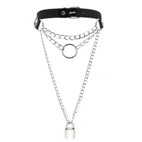 personality harajuku o ring chain necklace fashion trend leather spliced chain neck chain collarbone chain