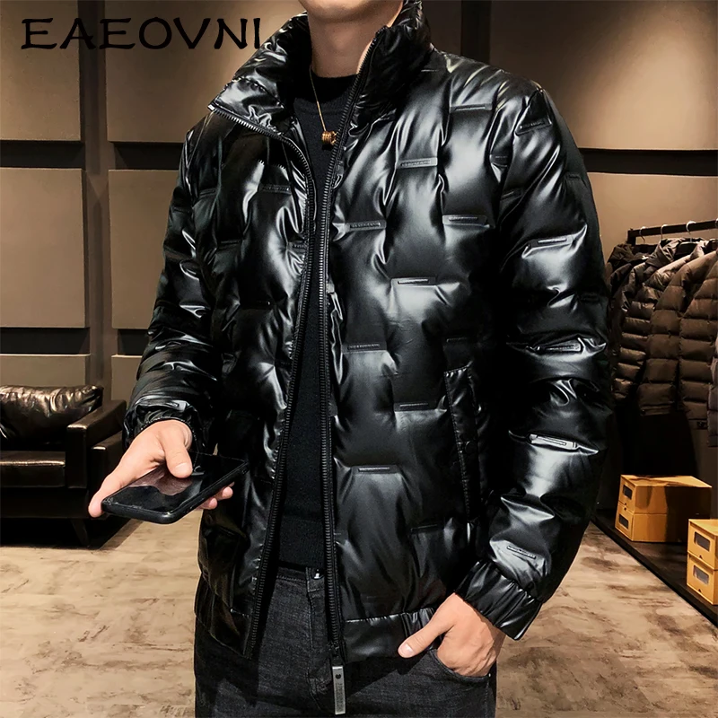 Фото EAEOVNI новая модная зимняя куртка мужские пуховики толстая теплая пальто мужская