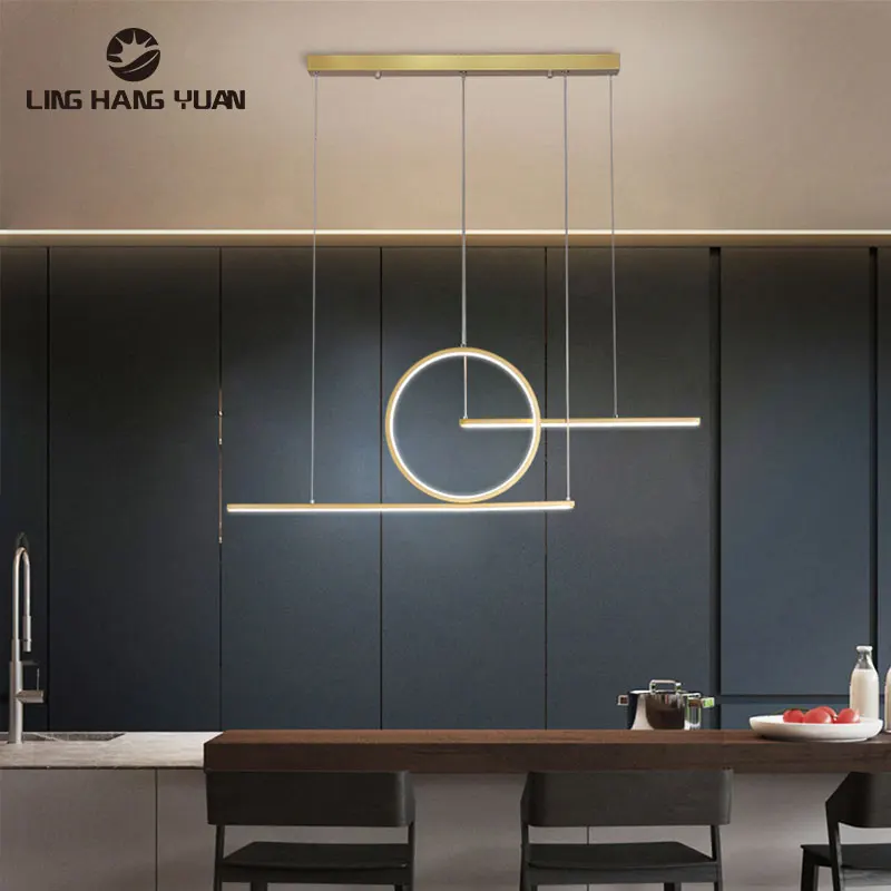 Minimalista moderno colgante de Led de luz de la lámpara de oro y Negro Color lámpara colgante tipo araña para sala de techo de la cocina brillo