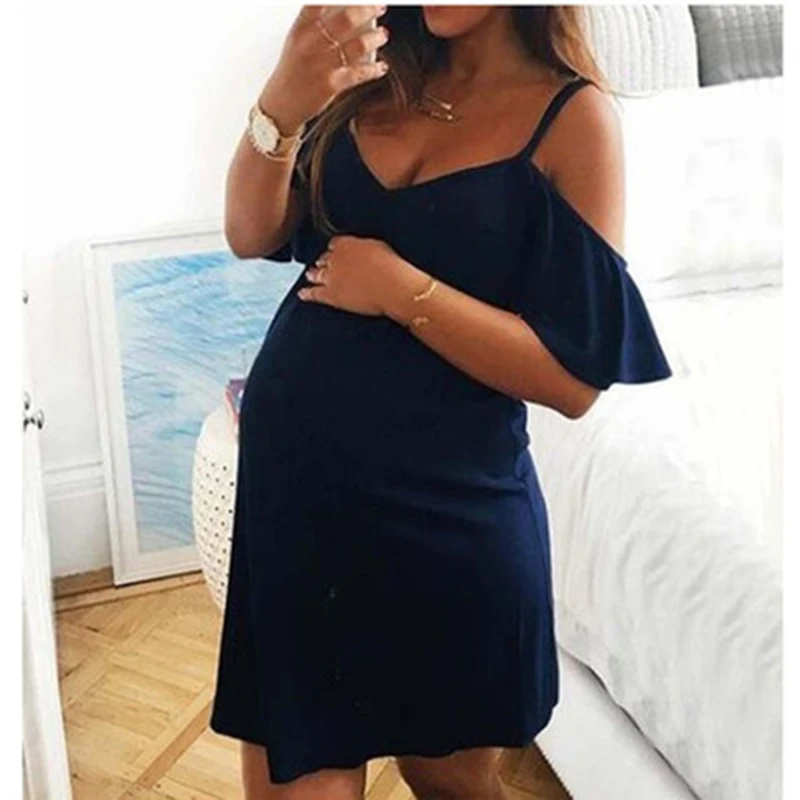 Платье для беременных женщин платье с v образным вырезом и оборками открытыми