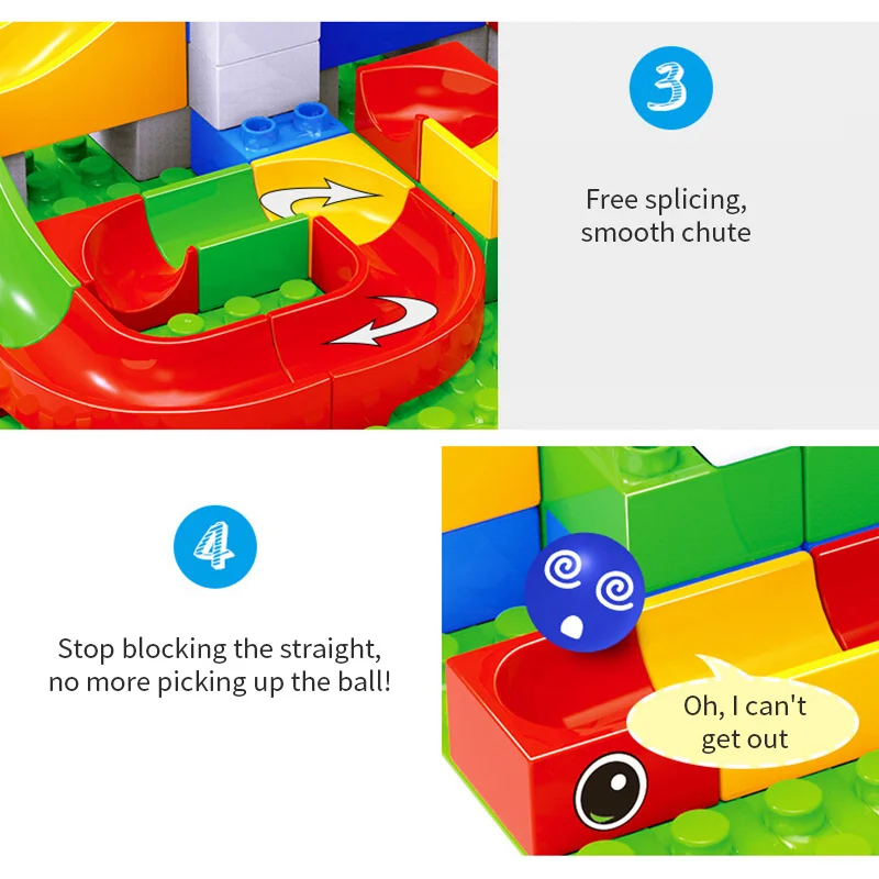 

52pcs Assemble Funnel Slide Bricks Toys Christmas Gift Track Blocks Plastic Race Run Maze Ball Track Building Blocks Set