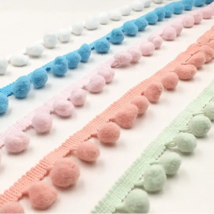 5 Ярд пятнистая лента красочное кружево с помпонами отделка шар бахрома Вязание